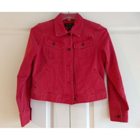 Ralph Lauren Jackets & Blazers - Ralph Lauren Jeans Co. Womens M Vintage Red Denim Jean Jacket Metal Logo Buttons